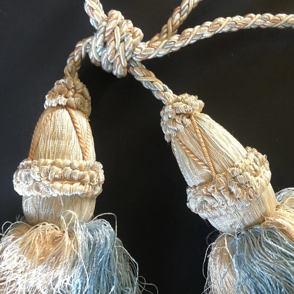 Blue & Peach Curtain Rope Tieback with 6